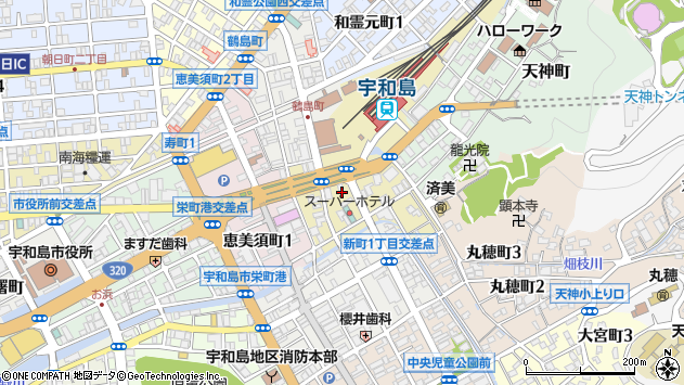 〒798-0034 愛媛県宇和島市錦町の地図