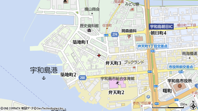 〒798-0005 愛媛県宇和島市築地町の地図