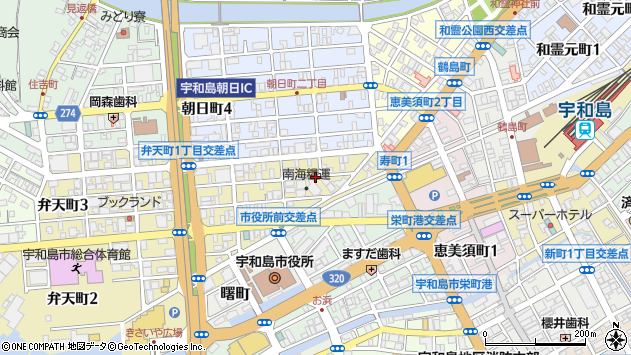 〒798-0007 愛媛県宇和島市寿町の地図