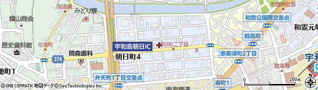 愛媛県宇和島市朝日町周辺の地図