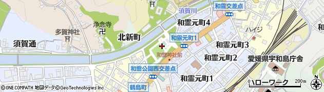 愛媛県宇和島市和霊公園周辺の地図