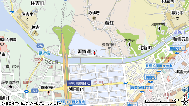 〒798-0011 愛媛県宇和島市須賀通の地図
