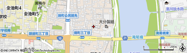 大分県大分市錦町周辺の地図