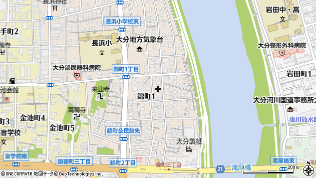 〒870-0024 大分県大分市錦町の地図