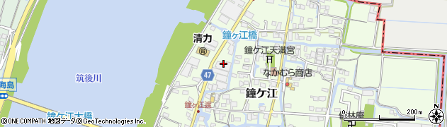 福岡県大川市鐘ケ江374周辺の地図