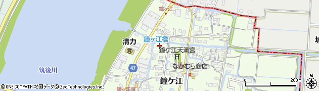 福岡県大川市鐘ケ江375周辺の地図