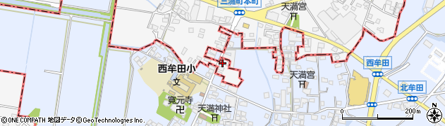 福岡県久留米市三潴町西牟田4022周辺の地図