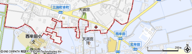 福岡県久留米市三潴町西牟田4460周辺の地図