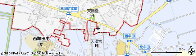 福岡県久留米市三潴町西牟田4462周辺の地図