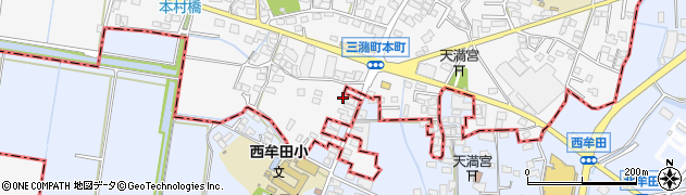 福岡県久留米市三潴町西牟田1681周辺の地図