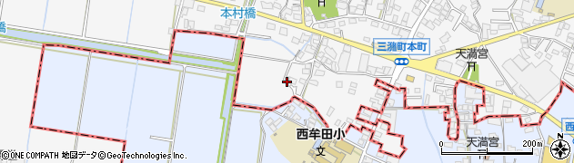 福岡県久留米市三潴町西牟田1713周辺の地図