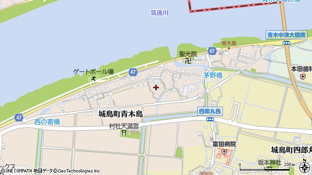 〒830-0222 福岡県久留米市城島町青木島の地図