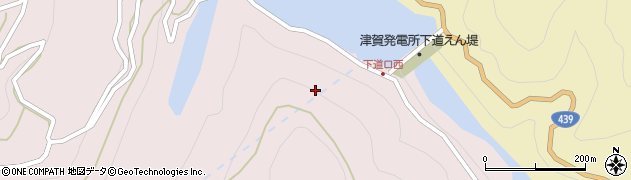 津賀発電所下道えん堤周辺の地図