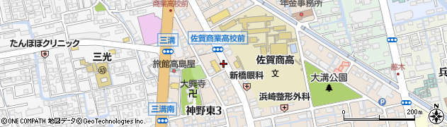 商業校門前周辺の地図