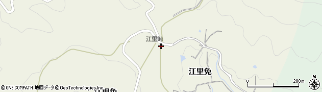 江里峠周辺の地図