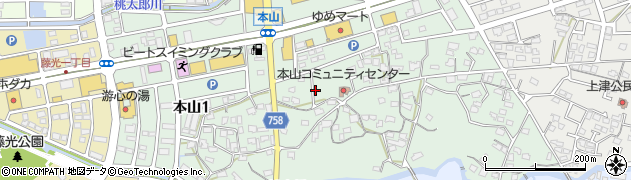 福岡県久留米市本山周辺の地図