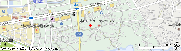 福岡県久留米市本山周辺の地図