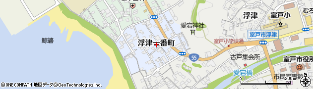 高知県室戸市浮津一番町周辺の地図