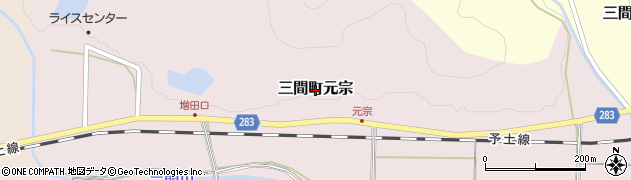愛媛県宇和島市三間町元宗周辺の地図