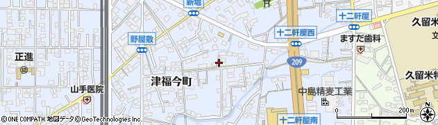 福岡県久留米市津福今町周辺の地図