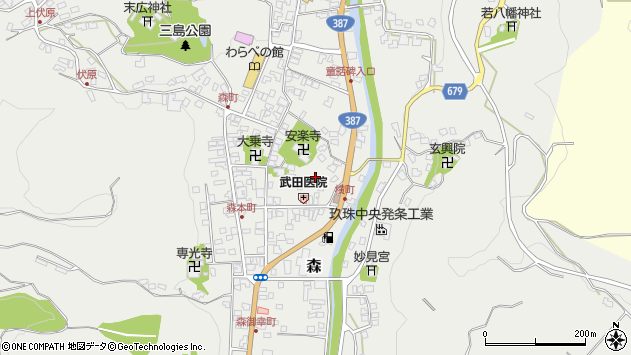 〒879-4404 大分県玖珠郡玖珠町森の地図