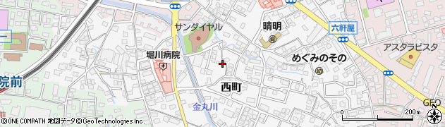 福岡県久留米市西町周辺の地図
