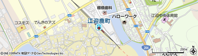 江迎鹿町駅周辺の地図