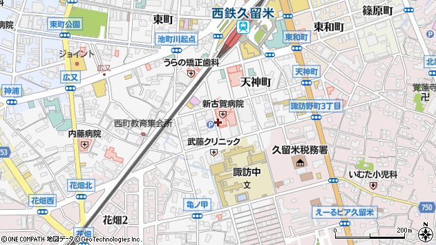 〒830-0033 福岡県久留米市天神町の地図
