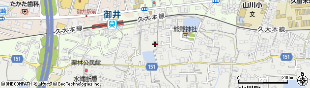 福岡県久留米市山川町1340周辺の地図