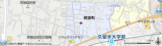 福岡県久留米市朝妻町周辺の地図