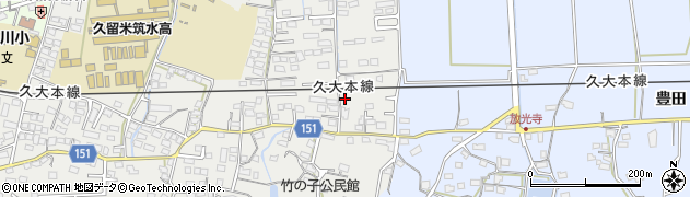 福岡県久留米市山川町1215周辺の地図