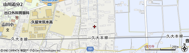 福岡県久留米市山川町1458周辺の地図