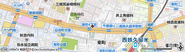 筑後信用金庫　本店総務部周辺の地図