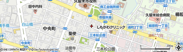 久留米中央通郵便局周辺の地図