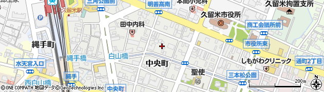 福岡県久留米市中央町21周辺の地図