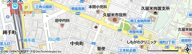福岡県久留米市中央町23周辺の地図