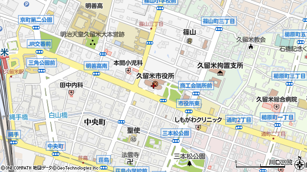 〒839-0000 福岡県久留米市（以下に掲載がない場合）の地図
