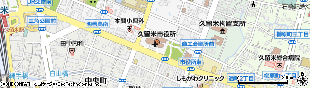 久留米市役所周辺の地図