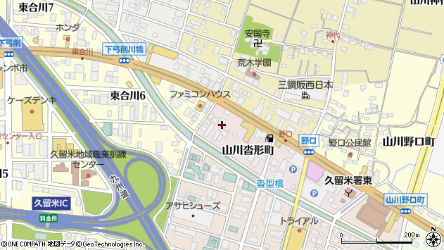 〒839-0815 福岡県久留米市山川沓形町の地図