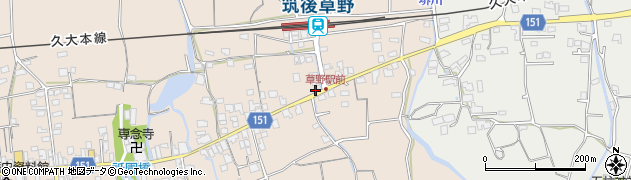 福岡県久留米市草野町（紅桃林）周辺の地図