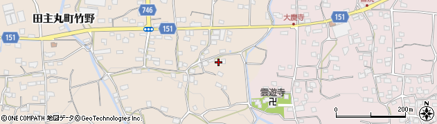 福岡県久留米市田主丸町竹野72周辺の地図