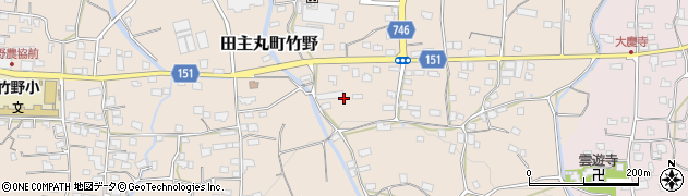 福岡県久留米市田主丸町竹野186周辺の地図