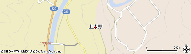 愛媛県鬼北町（北宇和郡）上大野周辺の地図