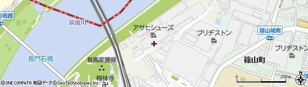福岡県久留米市洗町周辺の地図