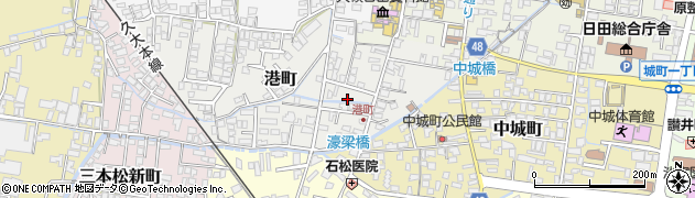 大分県日田市港町4周辺の地図