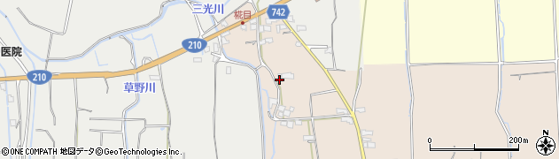 福岡県久留米市草野町矢作124周辺の地図