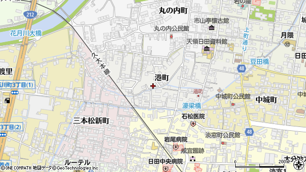 〒877-0006 大分県日田市港町の地図