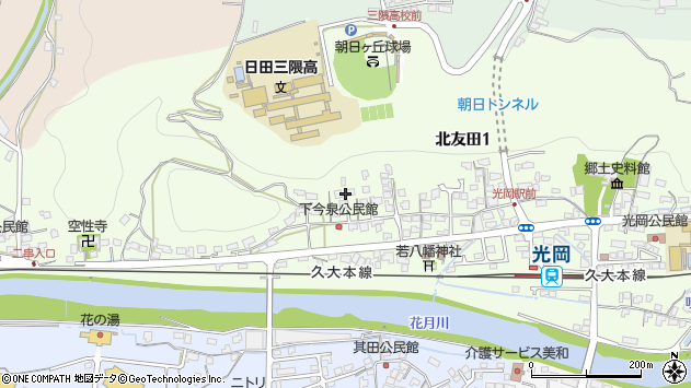 〒877-0078 大分県日田市北友田の地図