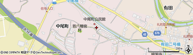 大分県日田市中尾町周辺の地図