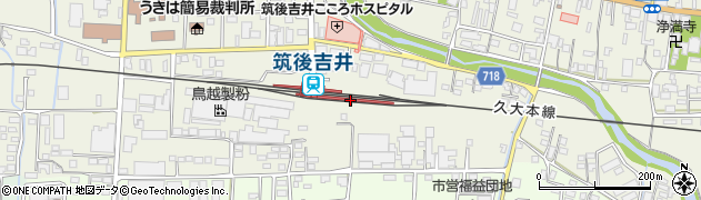 筑後吉井駅周辺の地図